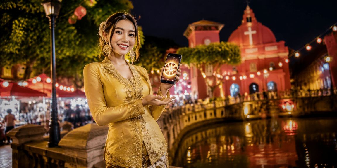 Meja roulette kasino dalam talian dengan tema kebaya Melaka